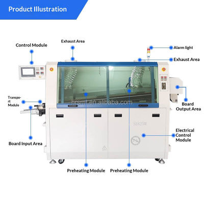 380V 60Hz SMT Mini automatique double ondes PCB à travers le trou de précision ondes machine de soudage sans plomb avec contrôle tactile PLC